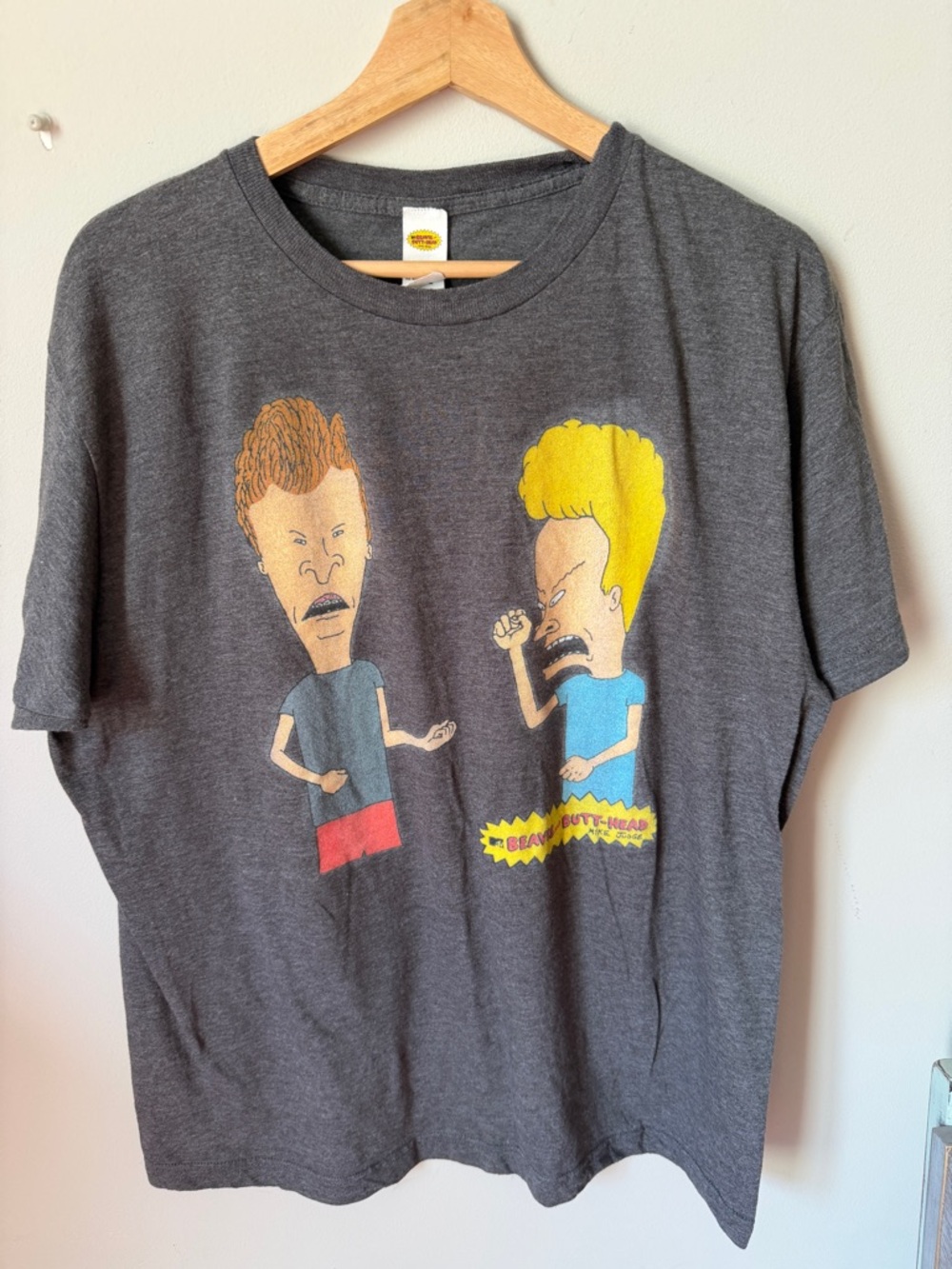 MTV Beavis & Butt-Head Graphic Tee - Gray with Yellow & Red Accents